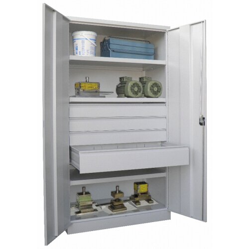 Schwerlastschrank 4 Schubladen, 3 Fachböden bis 120 oder 200 kg pro Boden