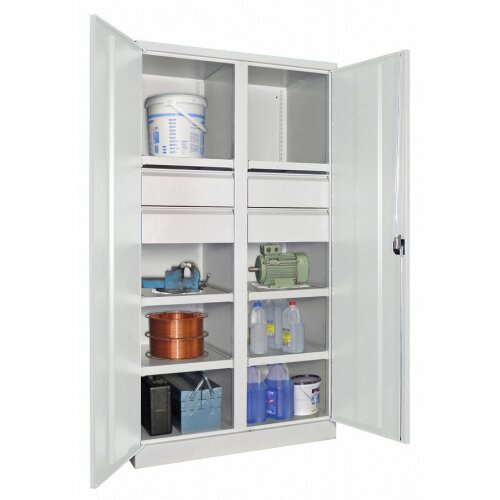 Schwerlastschrank mit Trennwand 4 Schubladen, 6 Fachböden bis 120 oder 200 kg pro Boden