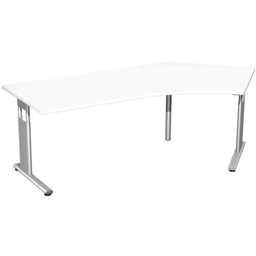 Schreibtisch Freiform 135° rechts höhenverstellbar , Dekor: Weiss