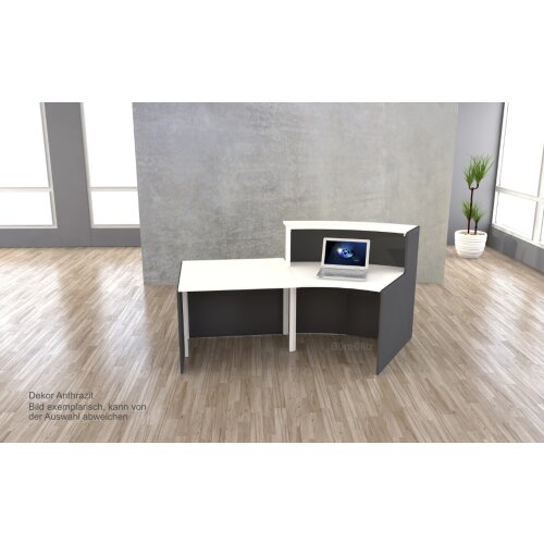 Empfangstheke Bogenform mit Beratungsplatz 229 cm breit