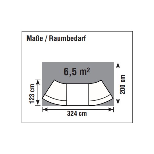 Empfangstheke Bogenform mit Beratungsplatz mittig 324 cm breit