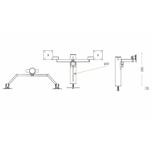 Monitor Halter Flex 2, mit Durchlassbefestigung