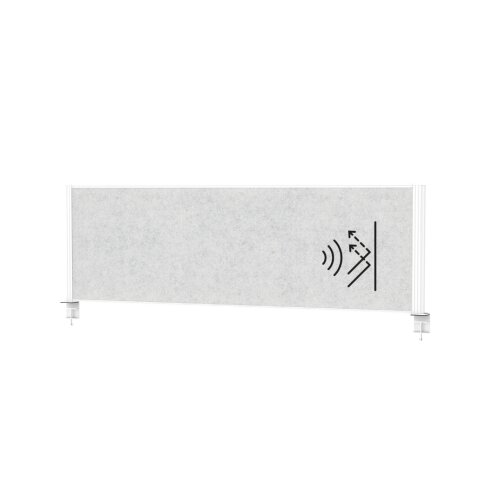 Akustik Tischtrennwand Weiß - Hellgrau mit LED