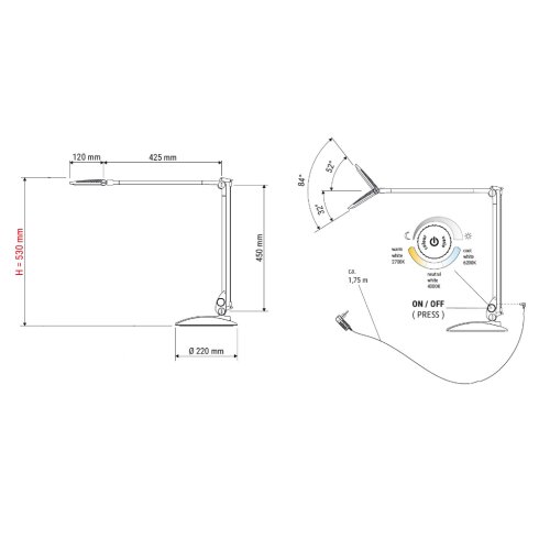 LED Tischlampe dimmbar mit Klemm- oder Standfuß