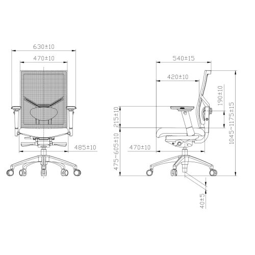 Ergonomischer Bürostuhl mit Netzrücken und Sitz in Kunstleder