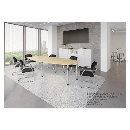 Konferenztisch Bootsform 400 cm mit Rundfüßen