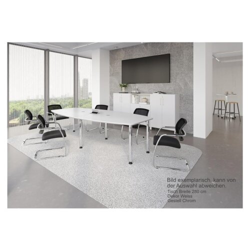 Konferenztisch Bootsform 520 cm mit Rundfüßen