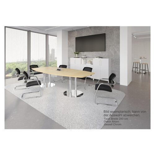 Konferenztisch Bootsform 400 cm mit Säulenfuß