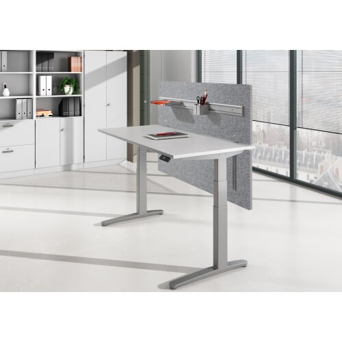 Akustik Tischtrennwand in versch. Längen mit Orga Schiene