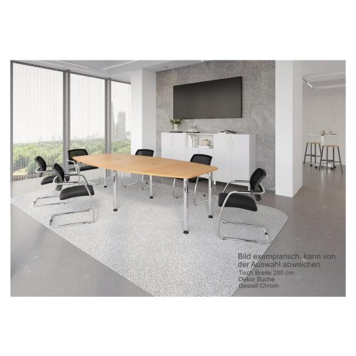 Konferenztisch Bootsform 280 cm mit Rundfüßen