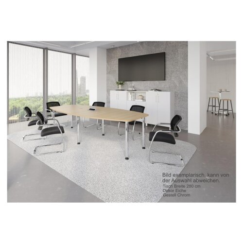 Konferenztisch Bootsform 280 cm mit Rundfüßen