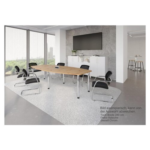 Konferenztisch Bootsform 280 cm mit Rundfüßen