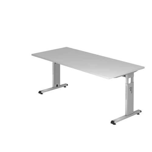 Schreibtisch höhenverstellbar 180x80 cm Grau/Silber