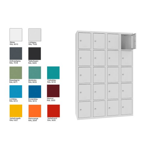 Stahl Schliessfachschrank Select 20 Fächer 300mm Abteilbreite