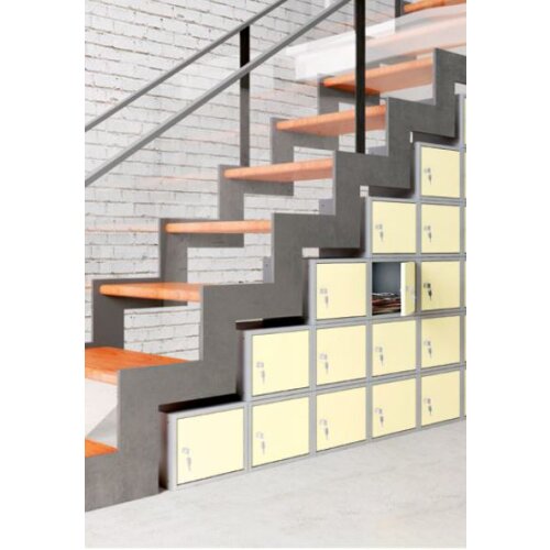 Stahl Schliessfachschrank Select 20 Fächer 300mm Abteilbreite Korpus Resedagrün RAL 6011 Türen Resedagrün RAL 6011