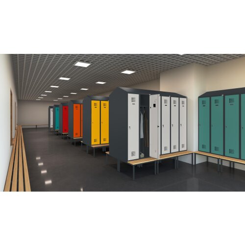 Spind Select 3 Abteile auf Füssen Abteilbreite 300mm