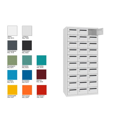 Postverteilerschrank 30 Fächer Abteilbreite 300mm Tiefe 30cm