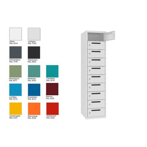 Postverteilerschrank 10 Fächer Abteilbreite 400mm Tiefe 30cm