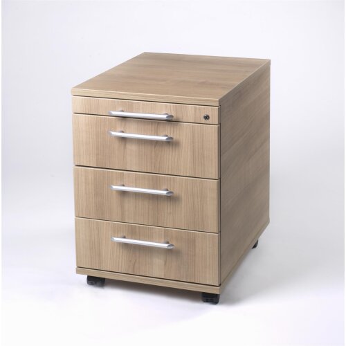 Rollcontainer mit 3 Schubladen, 1 x Utensilienfach, 58 cm Tief abschließbar