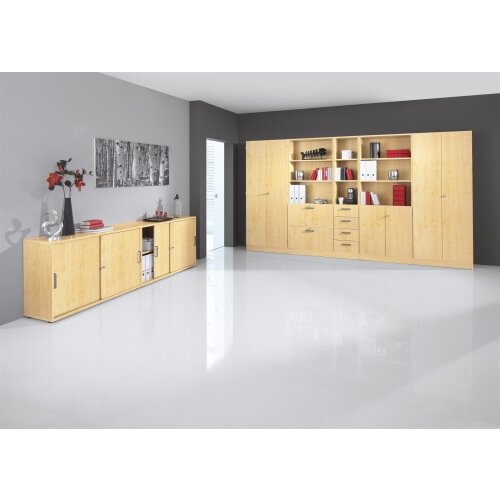 Aktenschrank 3 Ordnerhöhen mit Sockelblende, 80 cm Breit, 127 cm Hoch, abschließbar