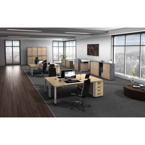 Aktenschrank 3 Ordnerhöhen mit Sockelblende, 80 cm Breit, 127 cm Hoch, abschließbar