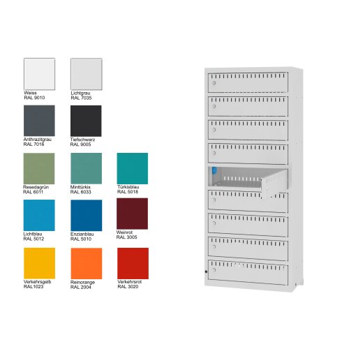 Akku Ladeschrank 9 Fächer wandhängend