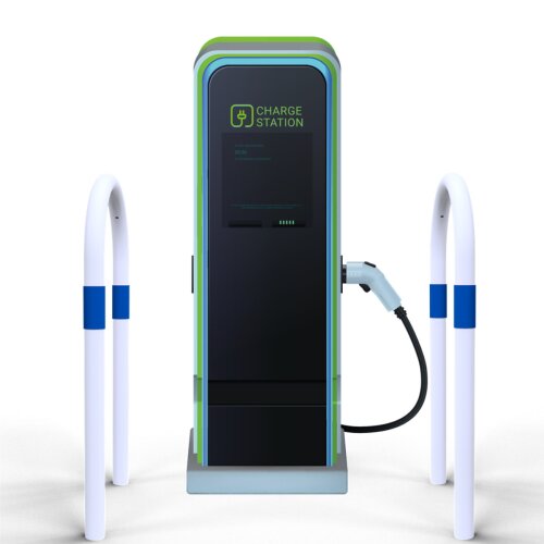 Absperrbügel als E-Ladesäulenschutz, 460 mm, weiß, 1200 mm, blau