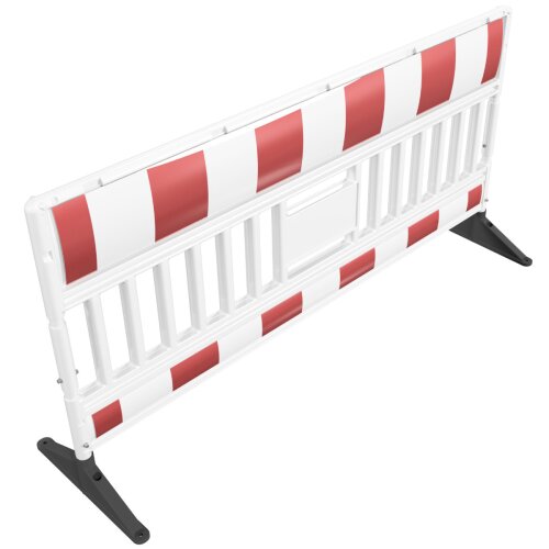 Schrankenzaun Euro3 Ultra mit 360° schwenkbaren Gummifüßen Folie Farbe rot/weiß