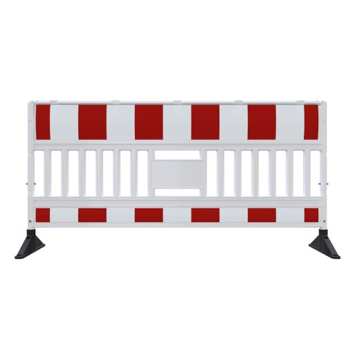 Schrankenzaun Euro3 Ultra mit 360° schwenkbaren Gummifüßen Folie Farbe rot/weiß