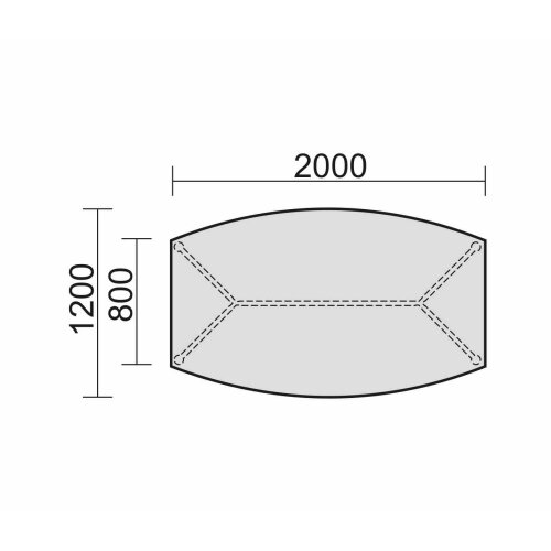 Besprechungstisch Bootsform  200 cm , 4-Fuss