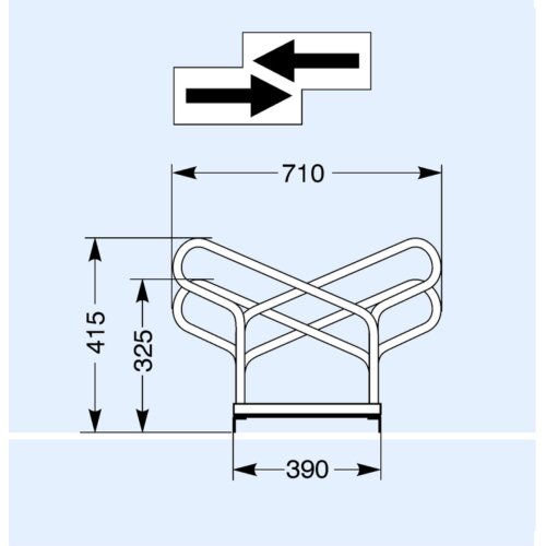 Bügelparker Typ 2000, zweiseitig Modell Typ 2000  Radabstand 350 Stellplätze 4