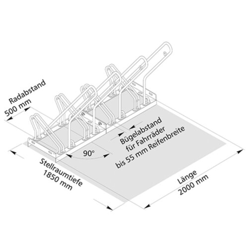 Fahrradständer Anlehnparker Typ 2500XBF