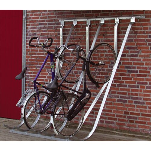 Fahrradparker/Schräghochparker Barcelona, einseitig Montage zur Wandmontage  Stellplätze 4