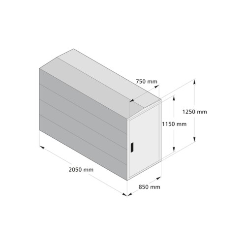 Fahrradgarage/Fahrradbox Treasure 1 Dach Giebeldach  Modell Grundelement  Seitenwand mit 2 Seitenwänden (komplett geschlossen)