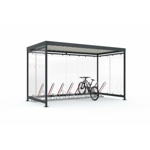 Fahrradüberdachung K4 b/b, einseitig Anlieferung und Montage Bausatz - Selbstabladung  Beleuchtung ohne  Fahrradständer ohne