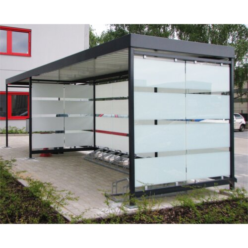 Fahrradüberdachung K4 b/b, einseitig Anlieferung und Montage Bausatz - Selbstabladung  Beleuchtung ohne  Fahrradständer ohne