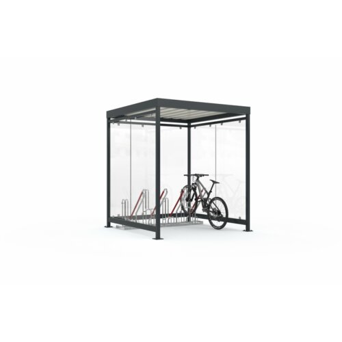 Fahrradüberdachung K2 b/b, einseitig Anlieferung und Montage Bausatz - Selbstabladung  Beleuchtung ohne  Fahrradständer ohne