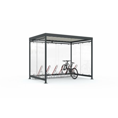 Fahrradüberdachung Modell K3 b/b, einseitig Anlieferung und Montage Bausatz - Selbstabladung  Beleuchtung ohne  Fahrradständer ohne