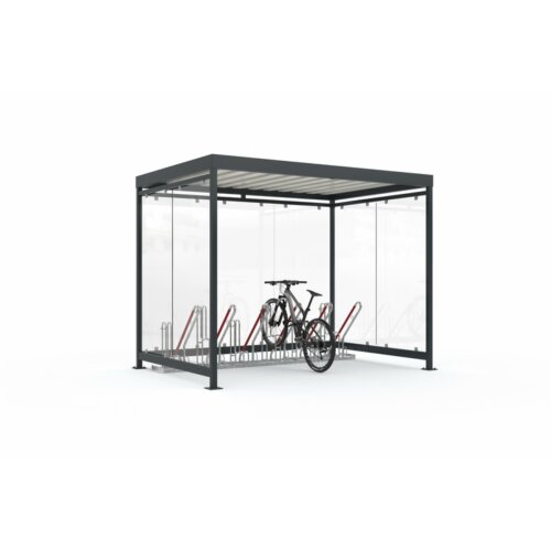 Fahrradüberdachung Modell K3 b/b, einseitig Anlieferung und Montage Bausatz - Selbstabladung  Beleuchtung ohne  Fahrradständer ohne