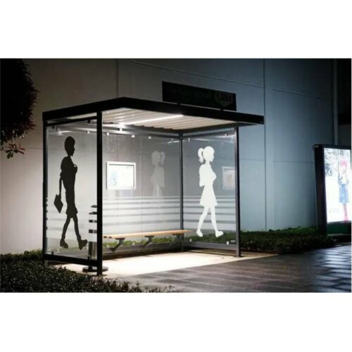 Raucherunterstand Modell K4 b/c Anlieferung und Montage Bausatz - Selbstabladung  Beleuchtung ohne  Seitenwände und Rückwand/Dekor/Sichtschutz glashell