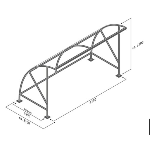 Unterstand Bamberg 18, einseitig Ausführung verzinkt  Fahrradständer ohne  Seitenwände ohne