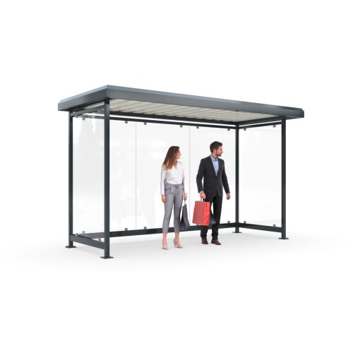 Wartehalle Oslo, Breite 2995 mm, Höhe 2540 mm, ohne Überpflasterung