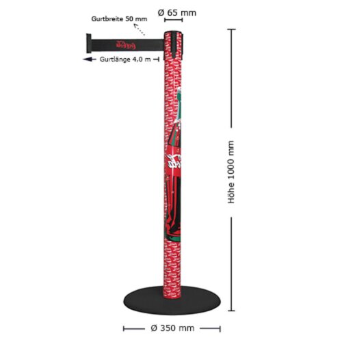 Personenleitsystem P-Line Print Gurt Farbe rot Verschluss mit Gurtendstück (Standard)