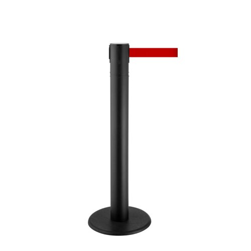 Personenleitsystem P-Line 360 Long aus Metall, schwarz, drehbarer Kopf, rot Gurt Farbe rot Gurt Länge 10 m