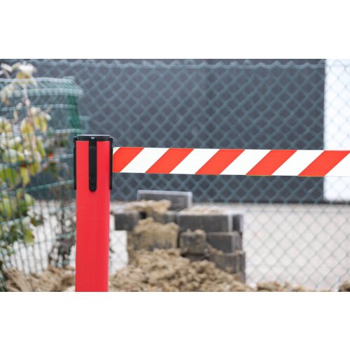 Personenleitsystem P-Line Allround Gurt Farbe rot Gurt Länge 3,5 m Pfosten Farbe gelb