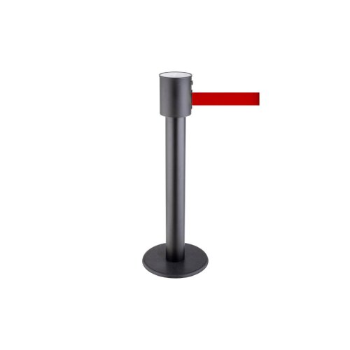 Personenleitsystem P-Line 200 aus Metall, schwarz, Gurtlänge 20 m, rot Gurt Farbe rot