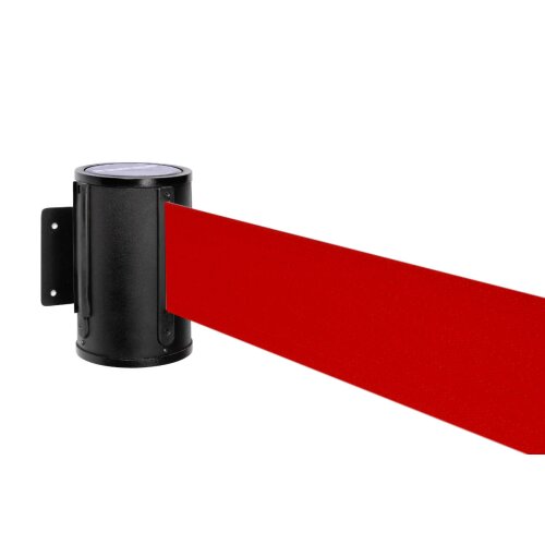 Wandgurtkassette P-Line 86 aus Metall, schwarz, breites Band, Gurtlänge 7 m Gurt Farbe rot