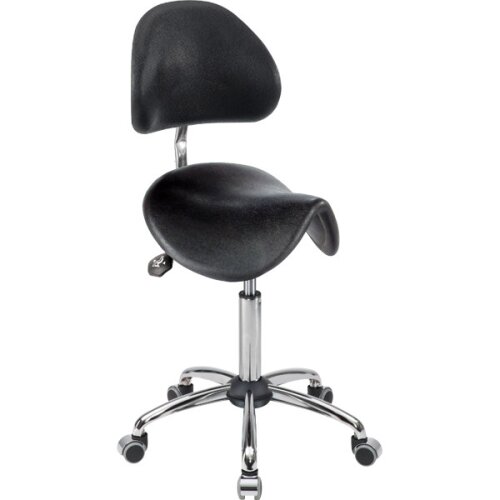 Sattel Hocker tief PU Chrom mit Rückenlehne