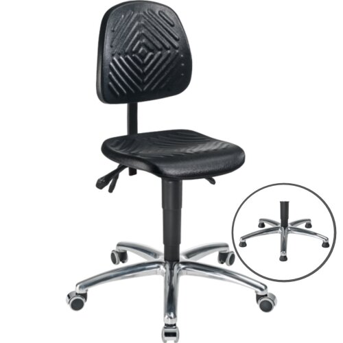 Arbeitsdrehstuhl tief PU schwarz Alu
