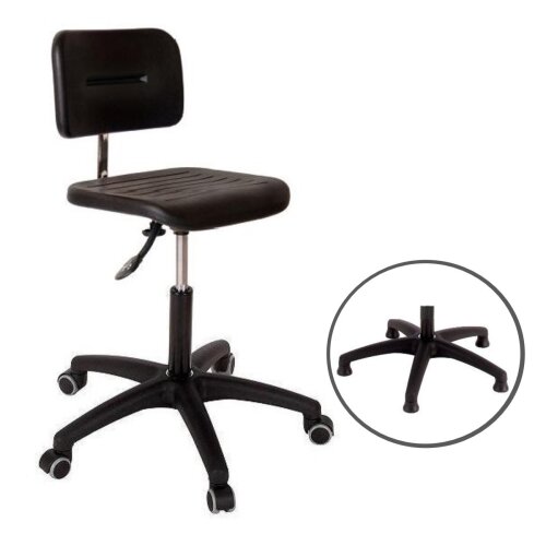 Arbeitsdrehstuhl PU wahlweise auf Rollen oder Fußgleiter